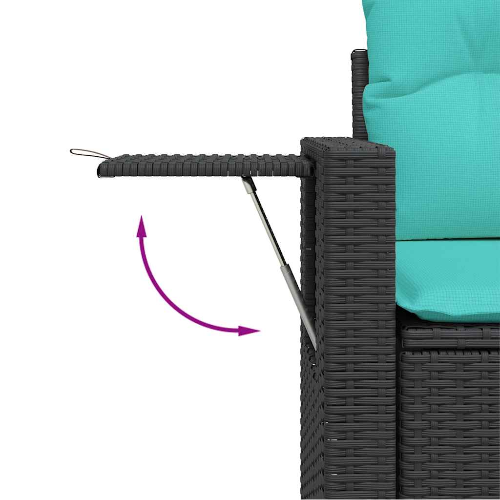 vidaXL 7-tlg. Garten-Sofagarnitur mit Kissen Schwarz Poly Rattan – Bild 9