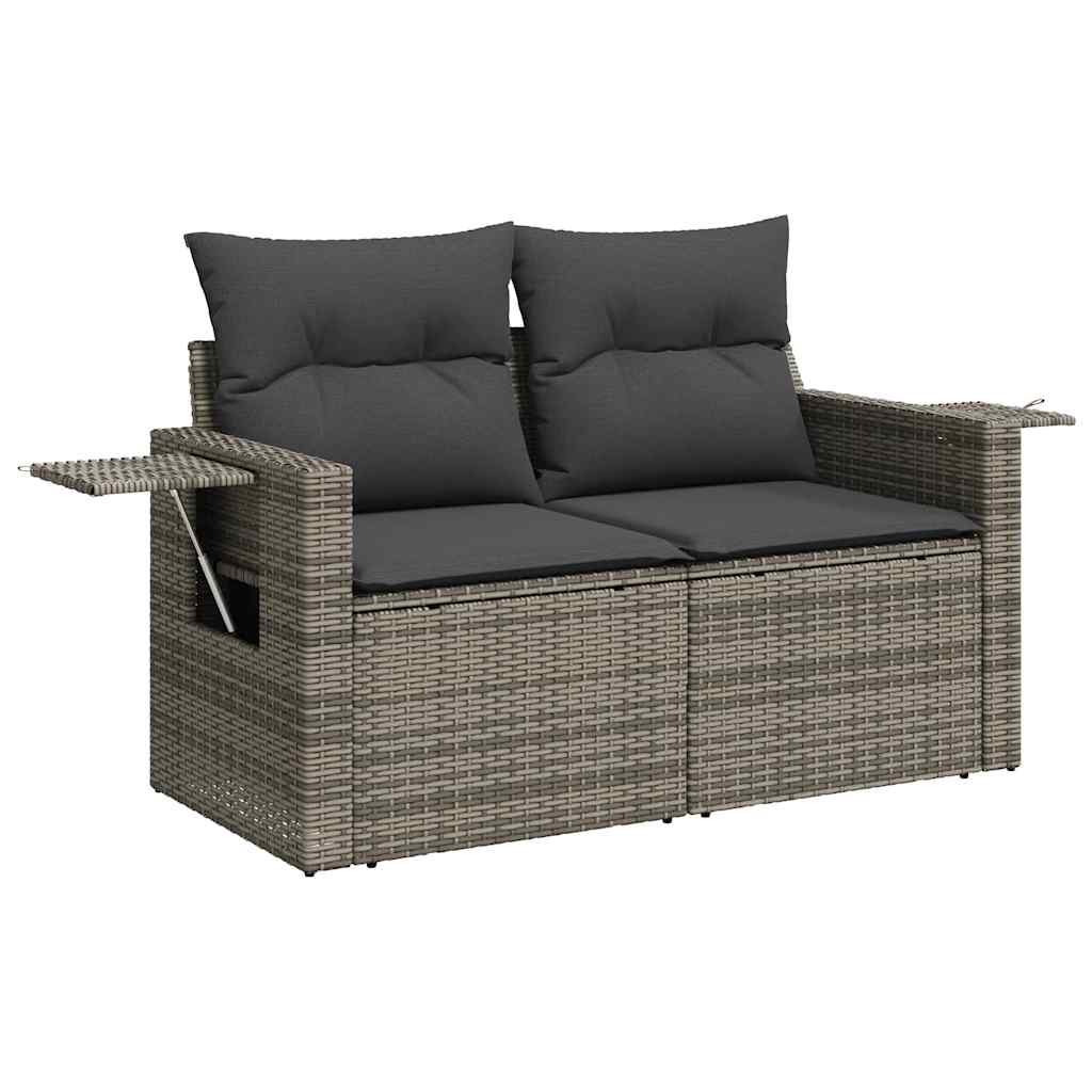 vidaXL 7-delige Loungeset met kussens poly rattan grijs afbeelding