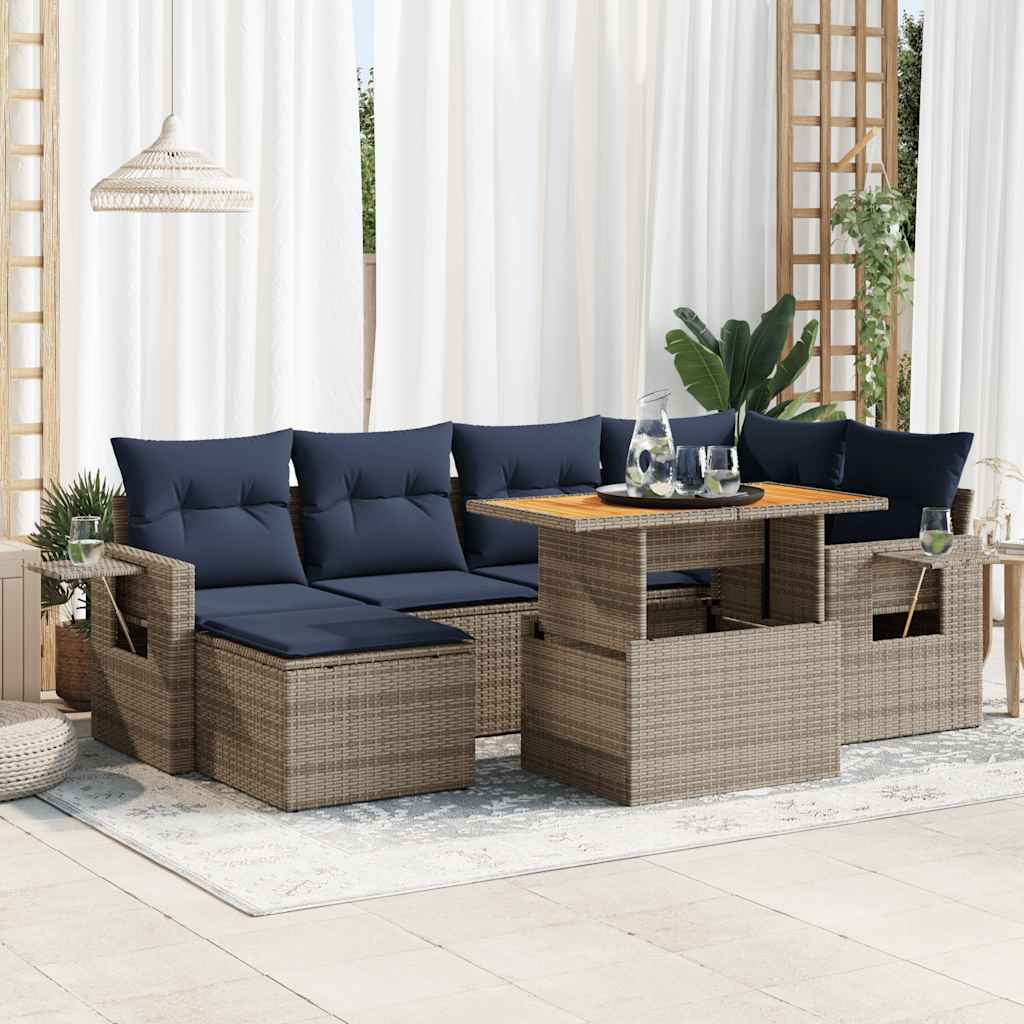 7-dijelni set vrtnih sofa sivi od poliratana