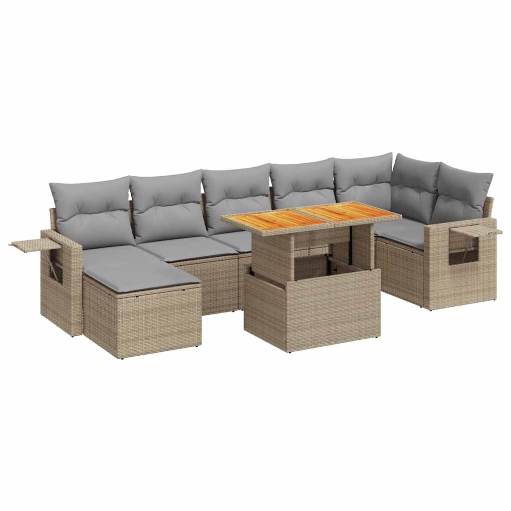 Thumbnail - vidaXL 8-tlg. Garten-Sofagarnitur mit Kissen Beige Poly Rattan