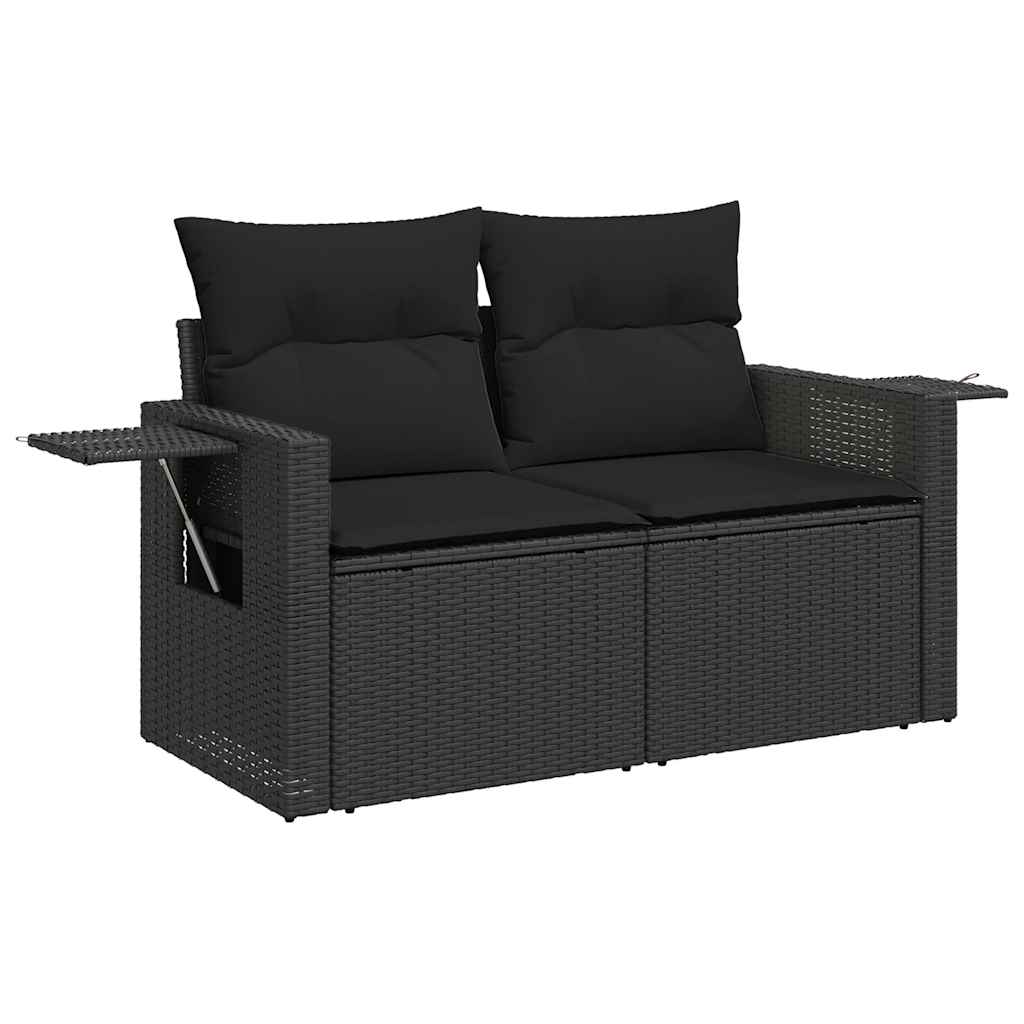 vidaXL 9-delige Loungeset met kussens poly rattan zwart afbeelding