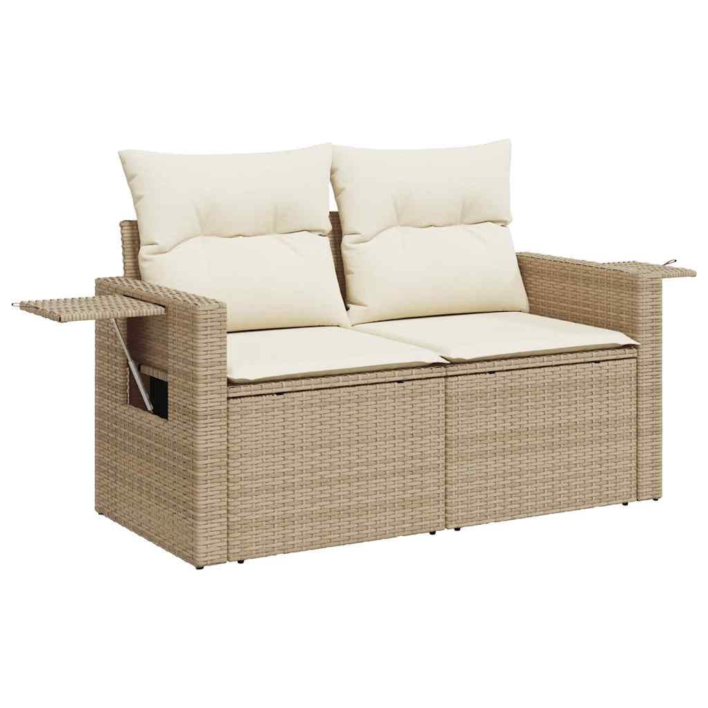 vidaXL 11-delige Tuinset met kussens poly rattan beige afbeelding