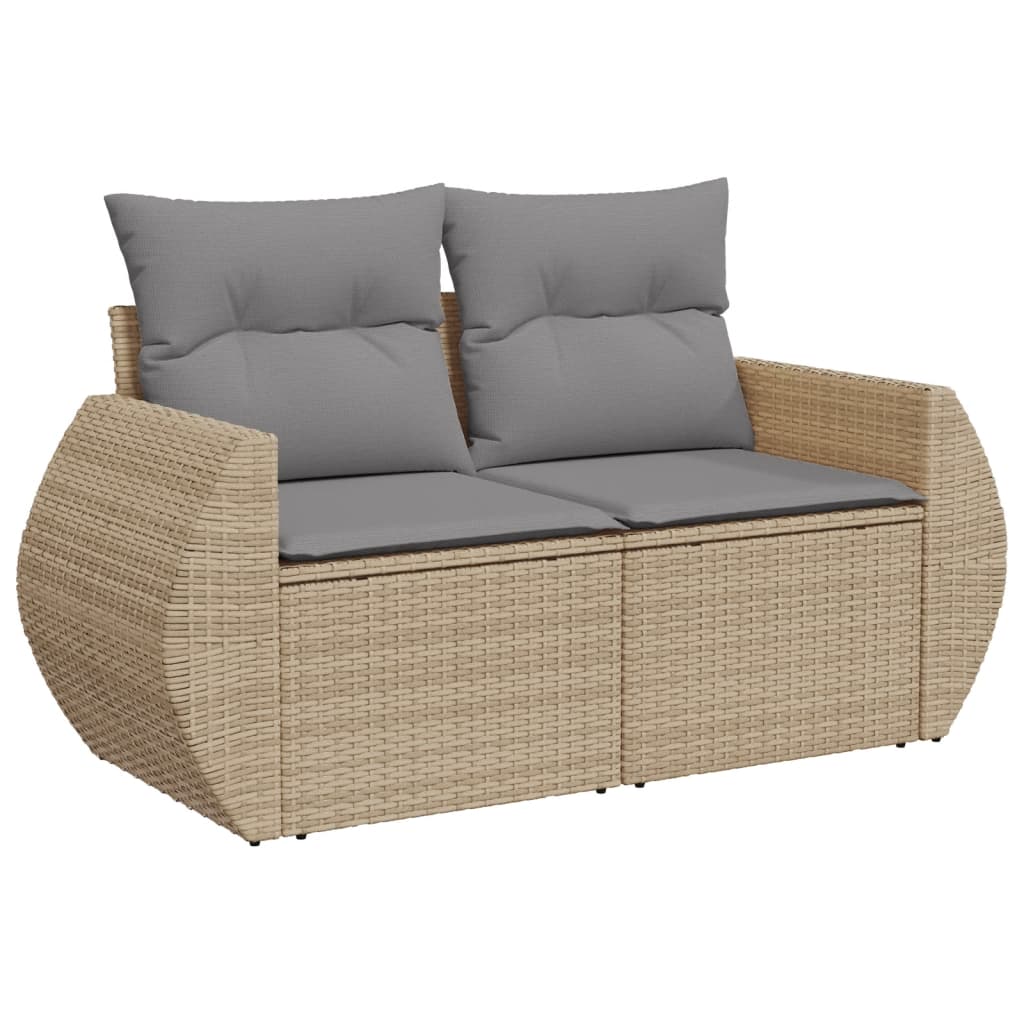 vidaXL 5-delige Loungeset met kussens poly rattan beige