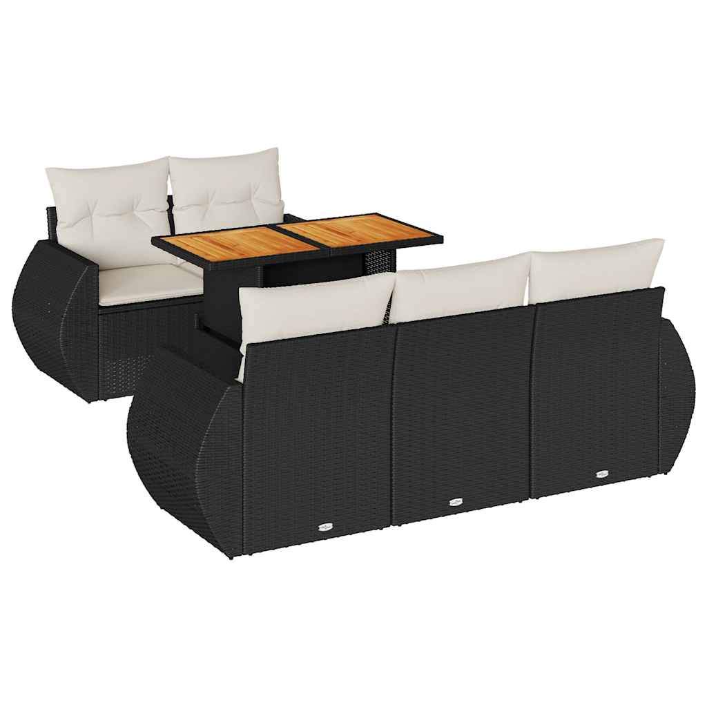 Thumbnail - vidaXL 6-tlg. Garten-Sofagarnitur mit Kissen Schwarz Poly Rattan