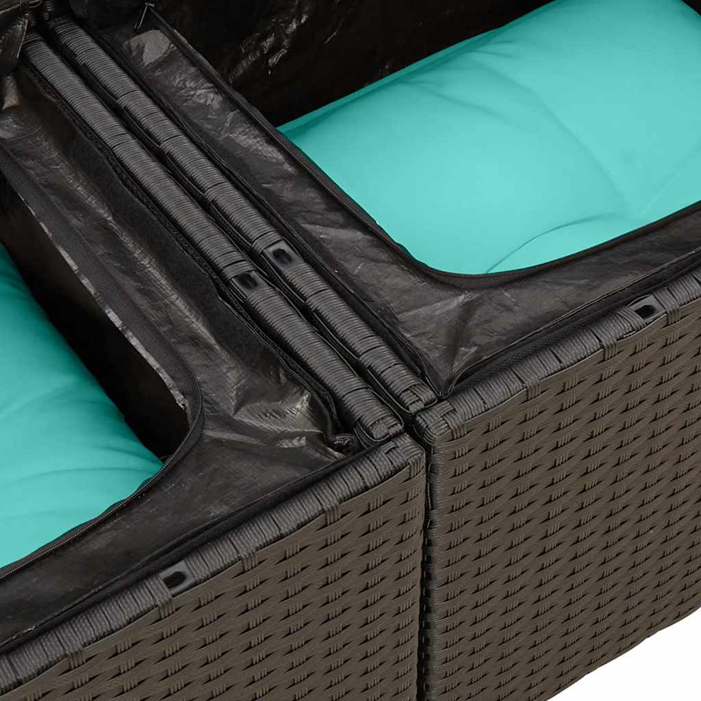 Vrtna sedežna garnitura 7-delna z blazinami črn poli ratan - slika 11