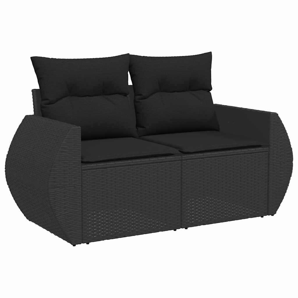 vidaXL 9-delige Loungeset met kussens poly rattan zwart afbeelding