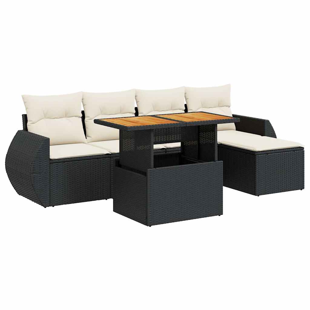 Thumbnail - vidaXL 6-tlg. Garten-Sofagarnitur mit Kissen Schwarz Poly Rattan