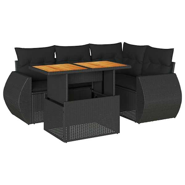 vidaXL 5-osaline aiadiivanikomplekt patjadega, must, pol&uuml;rotang