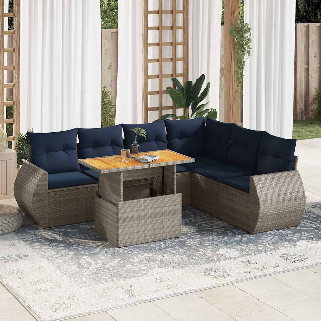 7-dijelni set vrtnih sofa sivi od poliratana
