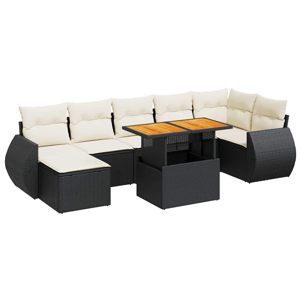 Thumbnail - vidaXL 8-tlg. Garten-Sofagarnitur mit Kissen Schwarz Poly Rattan