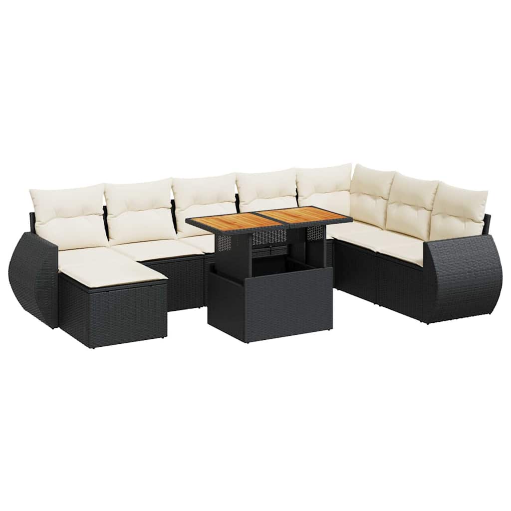Thumbnail - vidaXL 9-tlg. Garten-Sofagarnitur mit Kissen Schwarz Poly Rattan