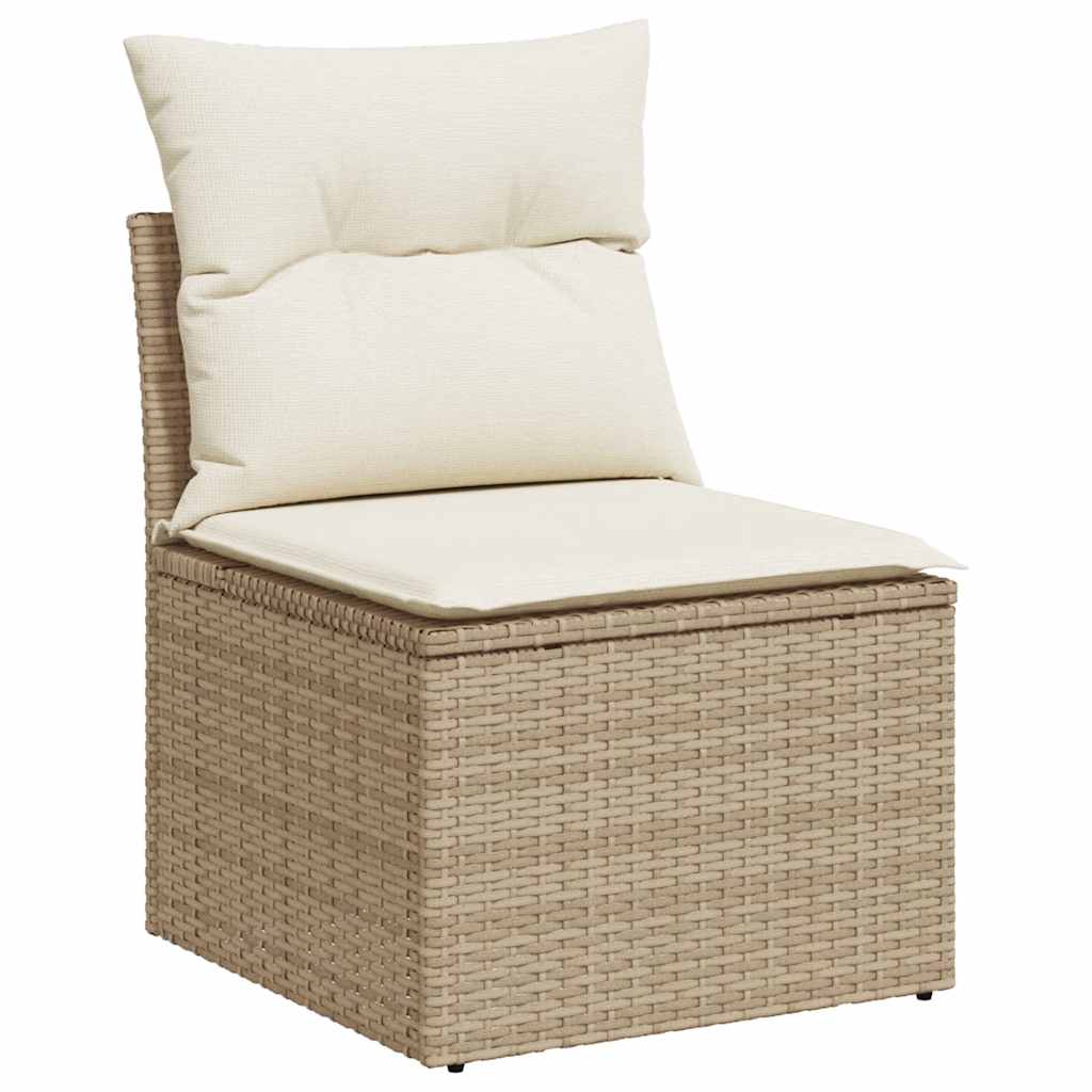 vidaXL 11-delige Tuinset met kussens poly rattan beige afbeelding