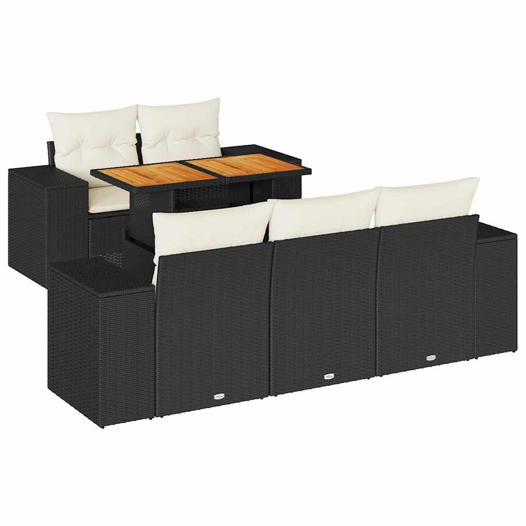 Thumbnail - vidaXL 6-tlg. Garten-Sofagarnitur mit Kissen Schwarz Poly Rattan