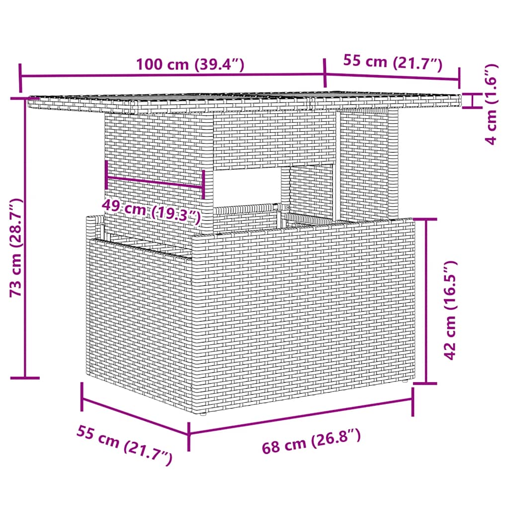 6dílná zahradní sedací souprava s poduškami béžová polyratan - obrázek 15