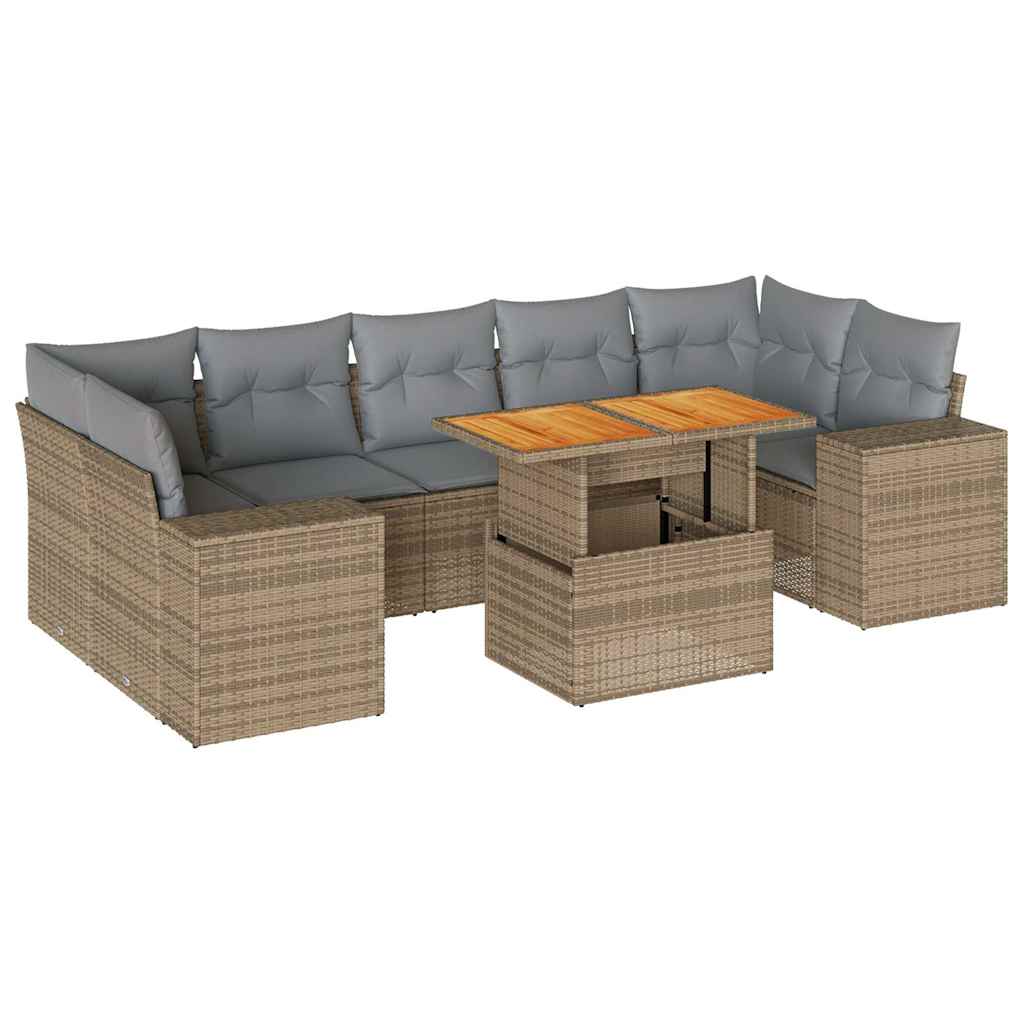 Thumbnail - vidaXL 8-tlg. Garten-Sofagarnitur mit Kissen Beige Poly Rattan