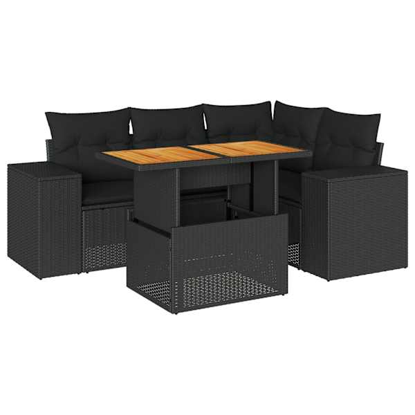 vidaXL 5-osaline aiadiivanikomplekt patjadega, must, pol&uuml;rotang