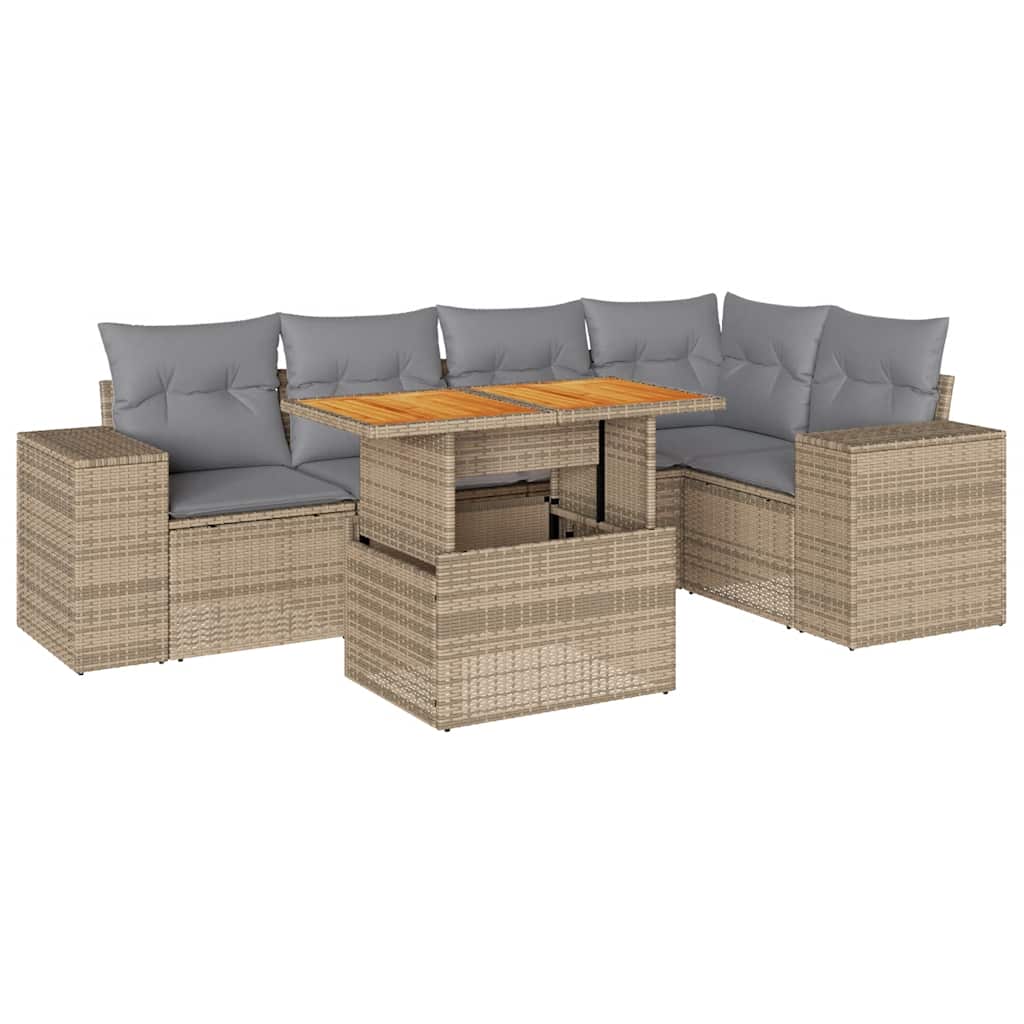 vidaXL 6-dijelni set vrtnih sofa s jastucima bež od poliratana-image-3327377