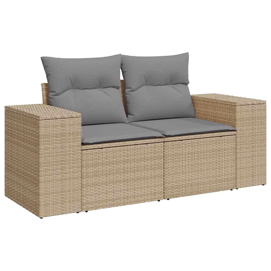 vidaXL 6-delige Loungeset met kussens poly rattan beige afbeelding