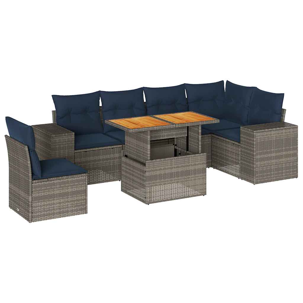 vidaXL 7-dijelni set vrtnih sofa sivi od poliratana-image-3327386