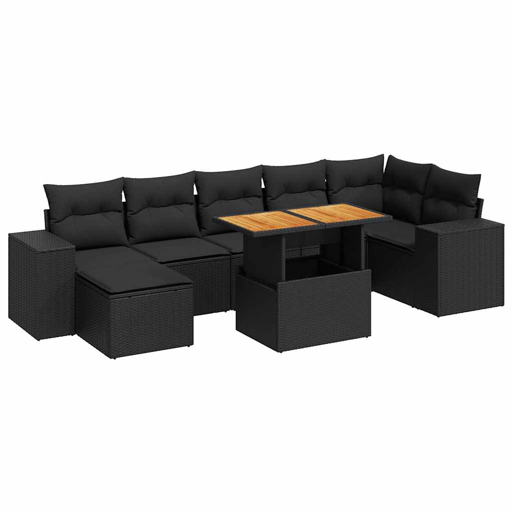 Thumbnail - vidaXL 8-tlg. Garten-Sofagarnitur mit Kissen Schwarz Poly Rattan