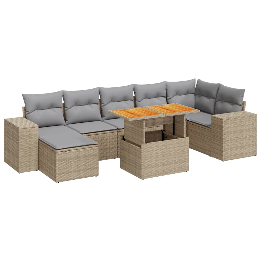 Thumbnail - vidaXL 8-tlg. Garten-Sofagarnitur mit Kissen Beige Poly Rattan