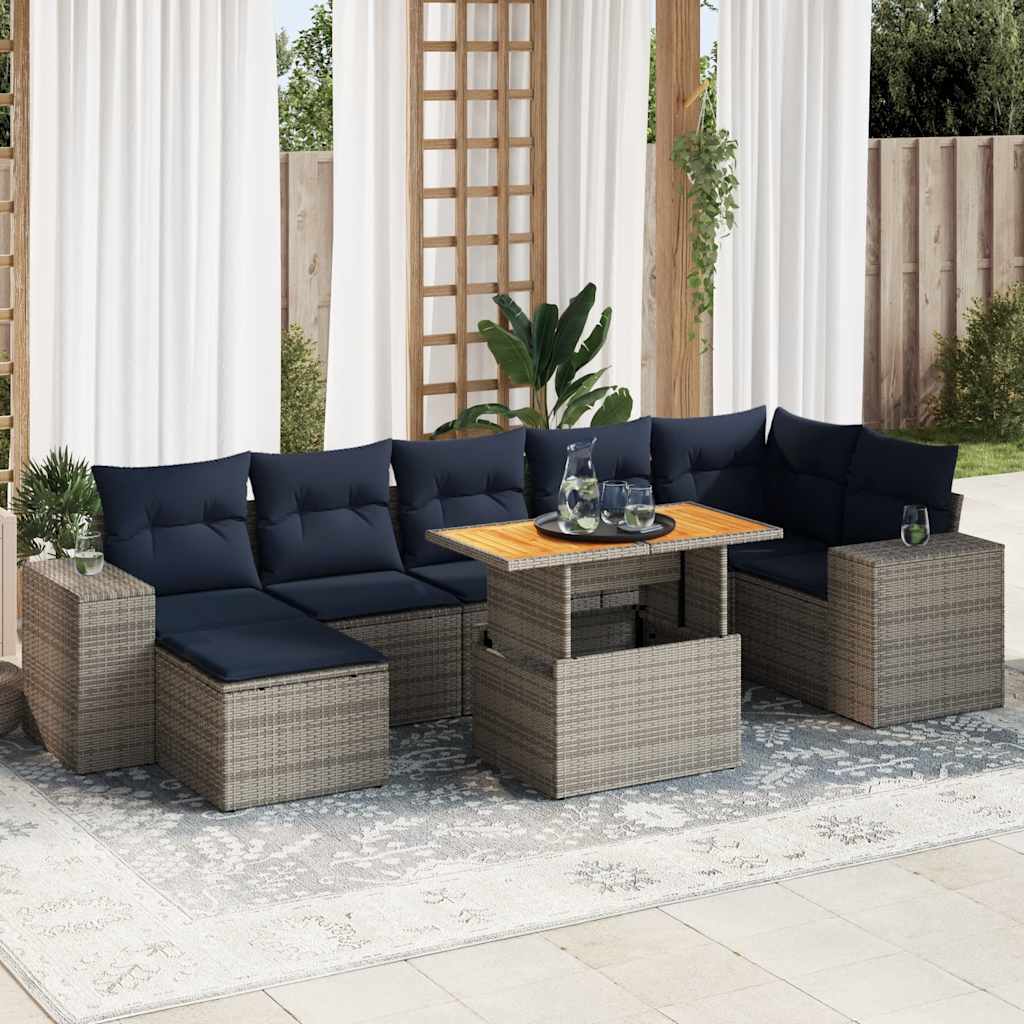 vidaXL Set canapele de grădină cu perne, 8 piese, gri, poliratan