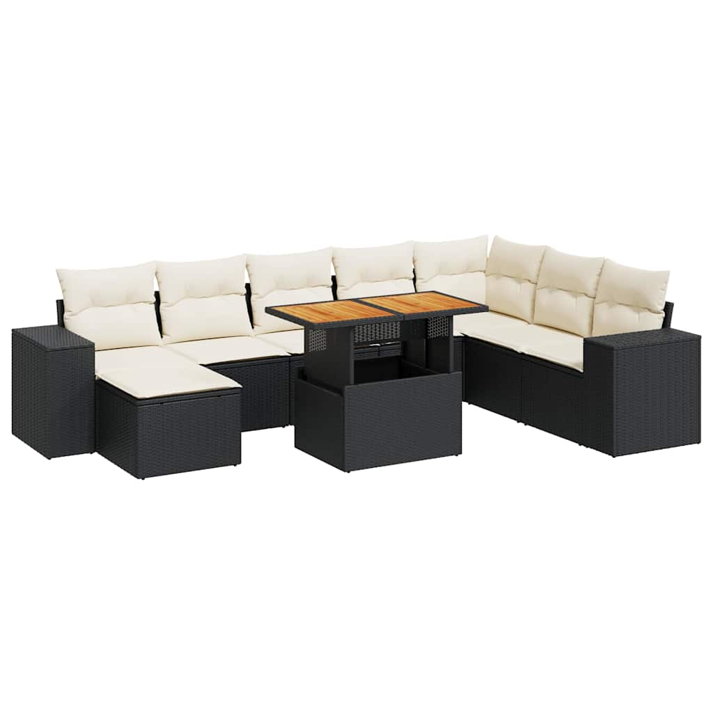 Thumbnail - vidaXL 9-tlg. Garten-Sofagarnitur mit Kissen Schwarz Poly Rattan