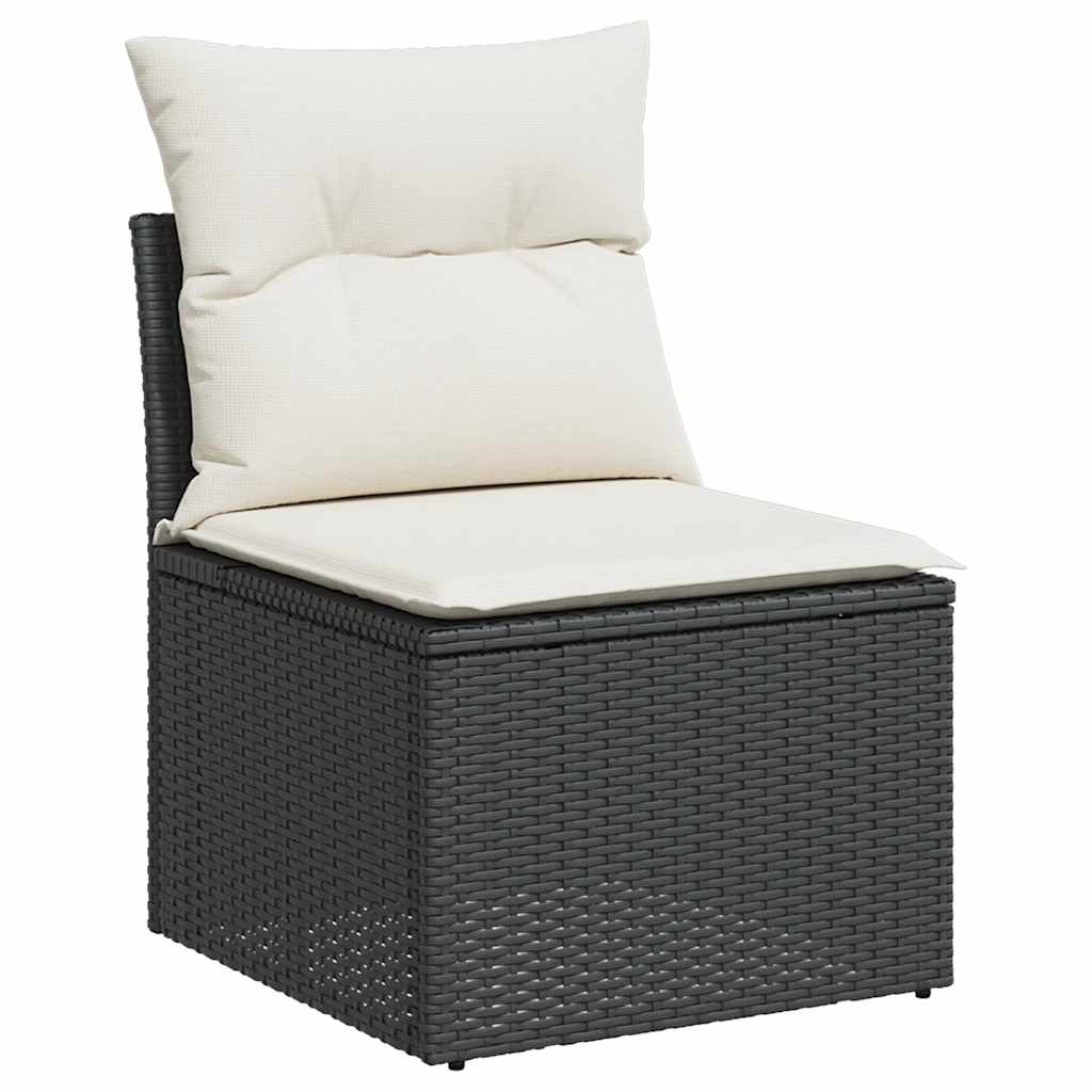 vidaXL 10-delige Loungeset met kussens poly rattan acacia zwart