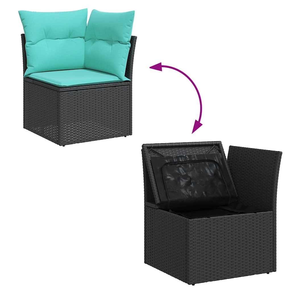 vidaXL 10-tlg. Garten-Sofagarnitur mit Kissen Schwarz Poly Rattan – Bild 8