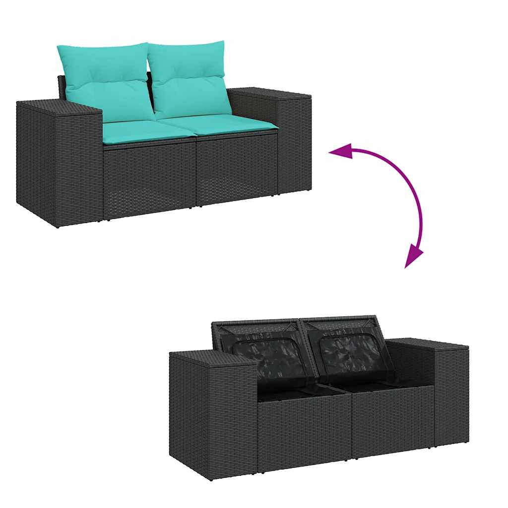 vidaXL 10-tlg. Garten-Sofagarnitur mit Kissen Schwarz Poly Rattan – Bild 9