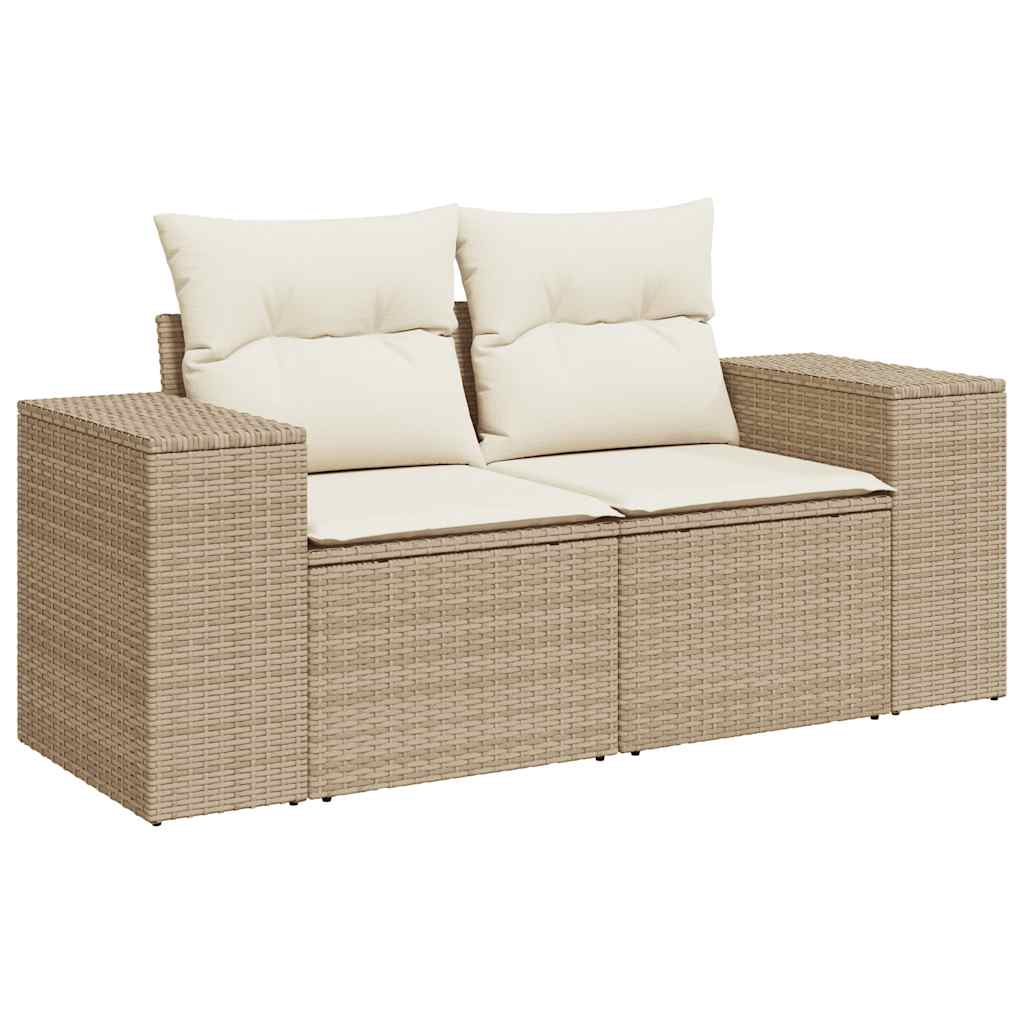 vidaXL 10-delige Loungeset met kussens poly rattan acacia beige