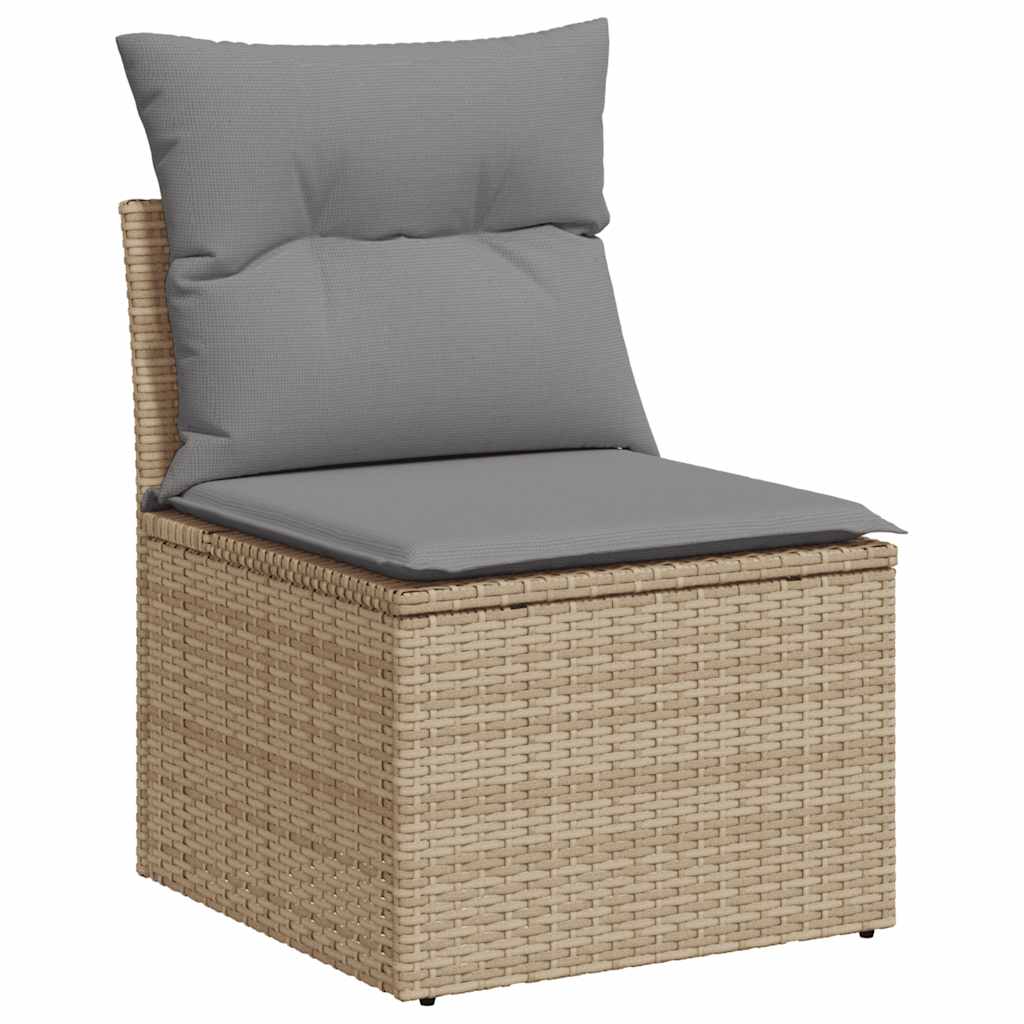 vidaXL 10-delige Loungeset met kussens poly rattan acacia beige