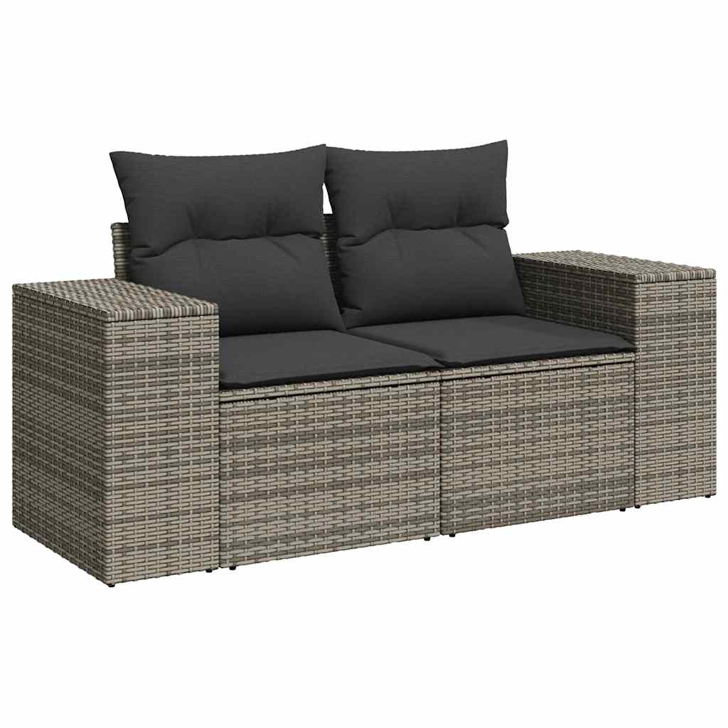 vidaXL 10-delige Loungeset met kussens poly rattan acacia grijs