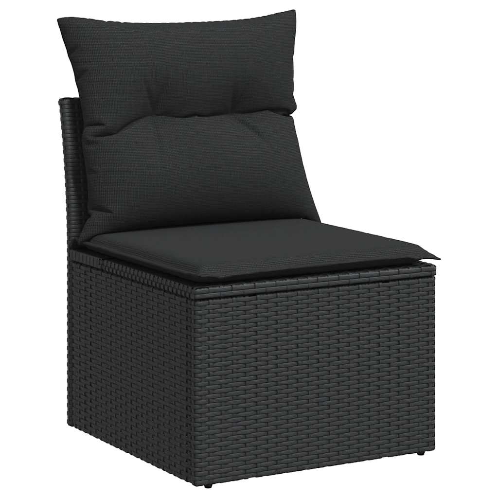 vidaXL 10-delige Loungeset met kussens poly rattan acacia zwart