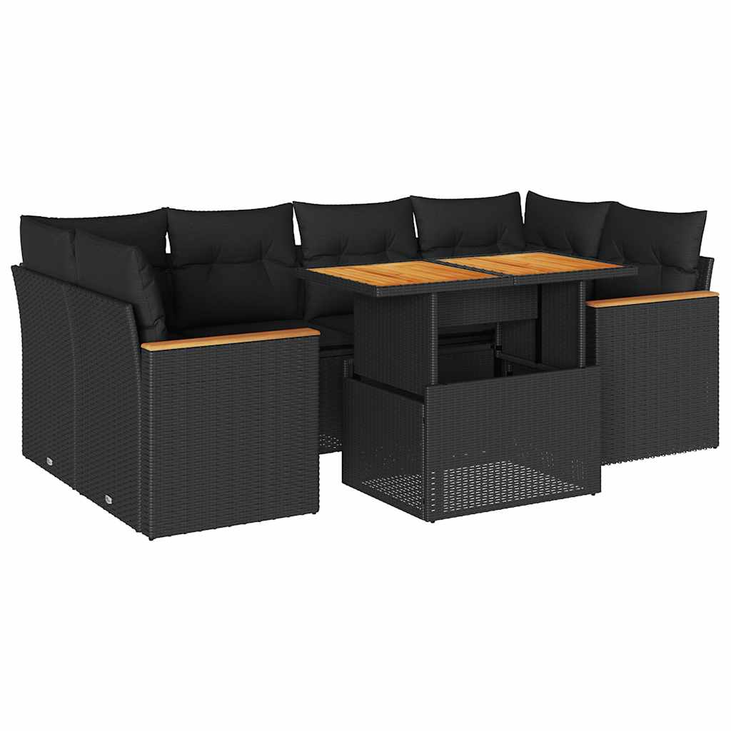 Thumbnail - vidaXL 6-tlg. Garten-Sofagarnitur mit Kissen Schwarz Poly Rattan