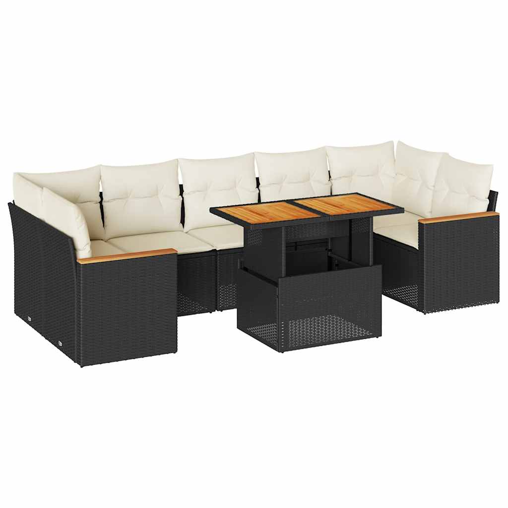 Thumbnail - vidaXL 8-tlg. Garten-Sofagarnitur mit Kissen Schwarz Poly Rattan