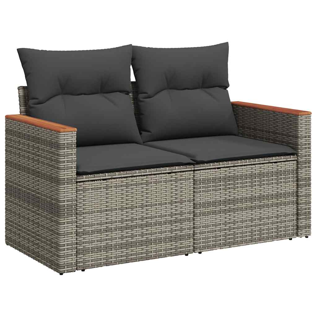 vidaXL 7-delige Loungeset met kussens poly rattan acacia grijs