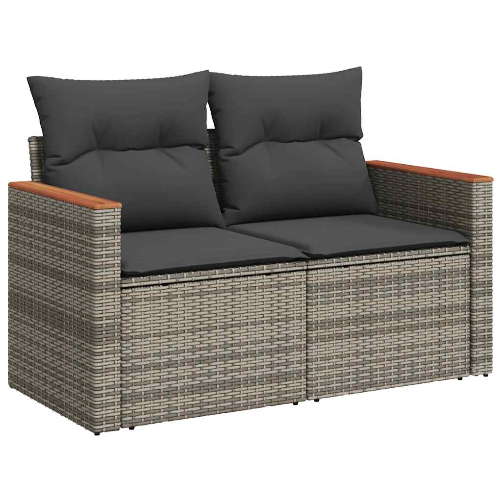 Thumbnail - vidaXL 8-tlg. Garten-Sofagarnitur mit Kissen Grau Poly Rattan Akazie