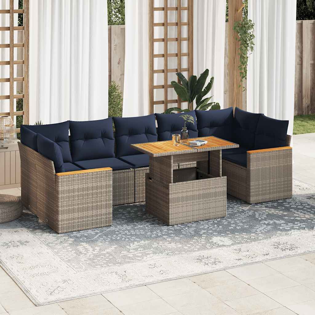 vidaXL Set canapele de grădină cu perne, 8 piese, gri, poliratan