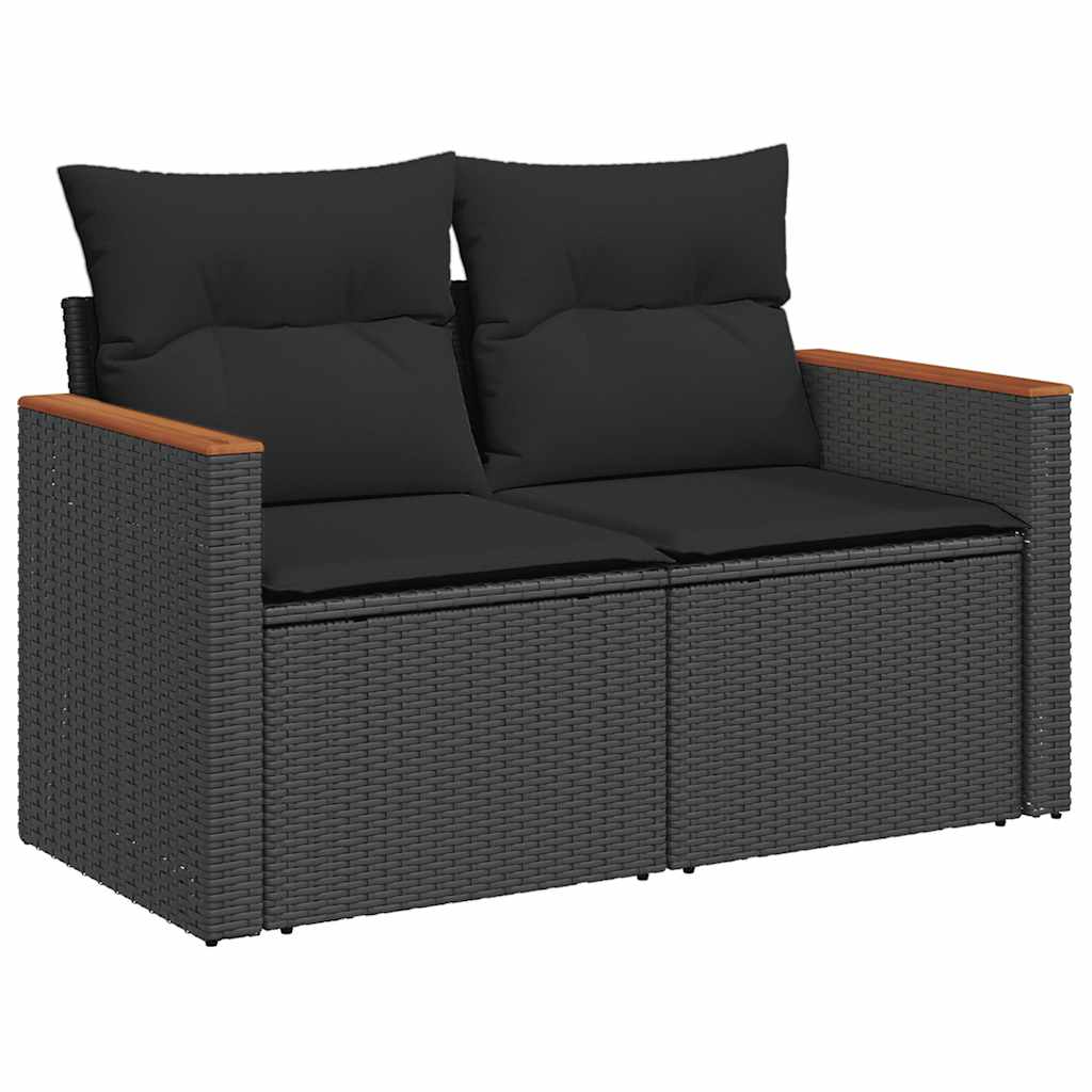 vidaXL 5-delige Loungeset met kussens poly rattan acacia zwart afbeelding