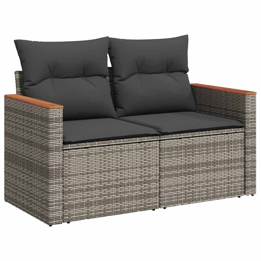 vidaXL 5-delige Loungeset met kussens poly rattan acacia grijs