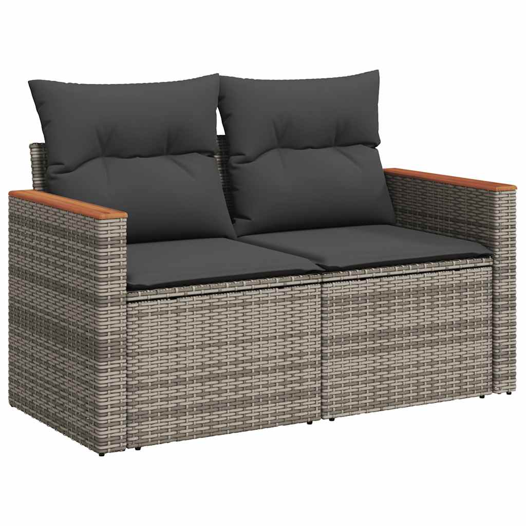 vidaXL Set mobilier grădină cu perne 6 piese gri poliratan/lemn acacia