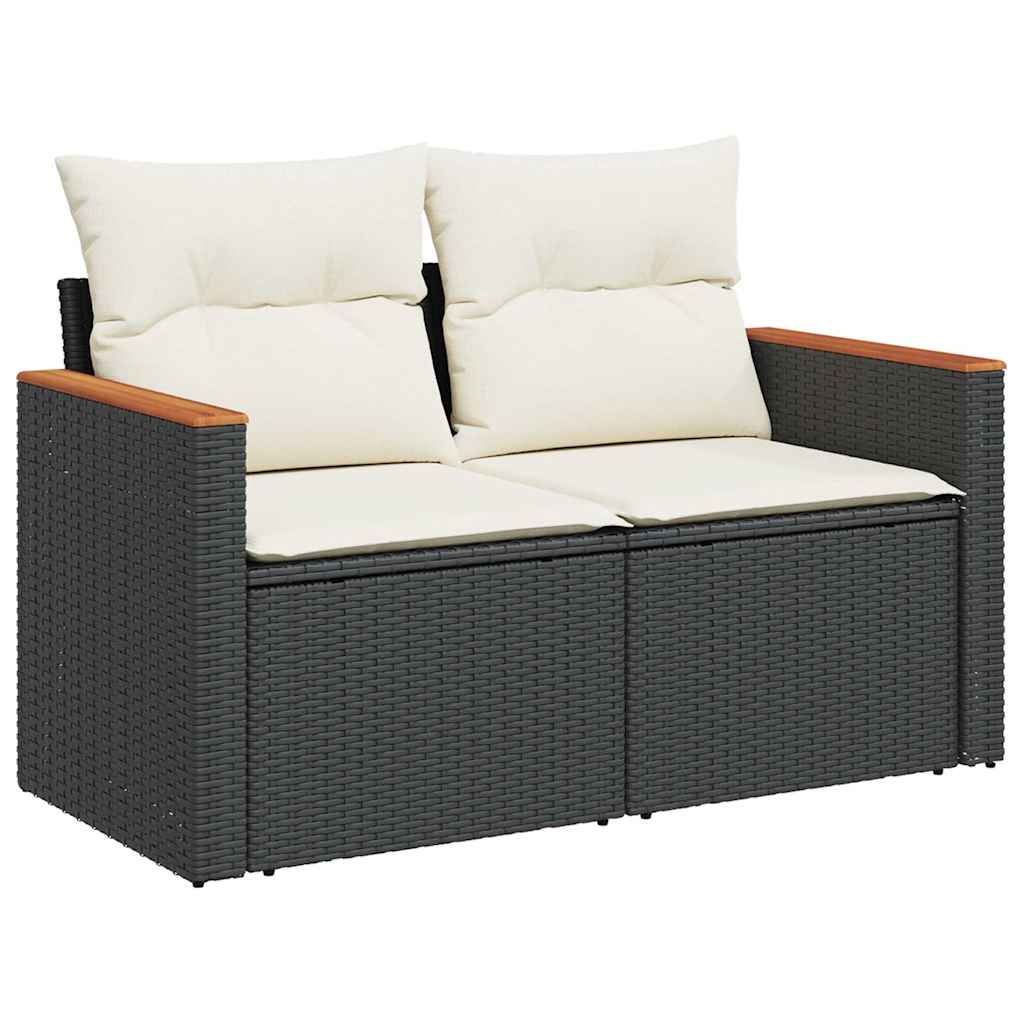 vidaXL 7-delige Loungeset met kussens poly rattan acacia zwart