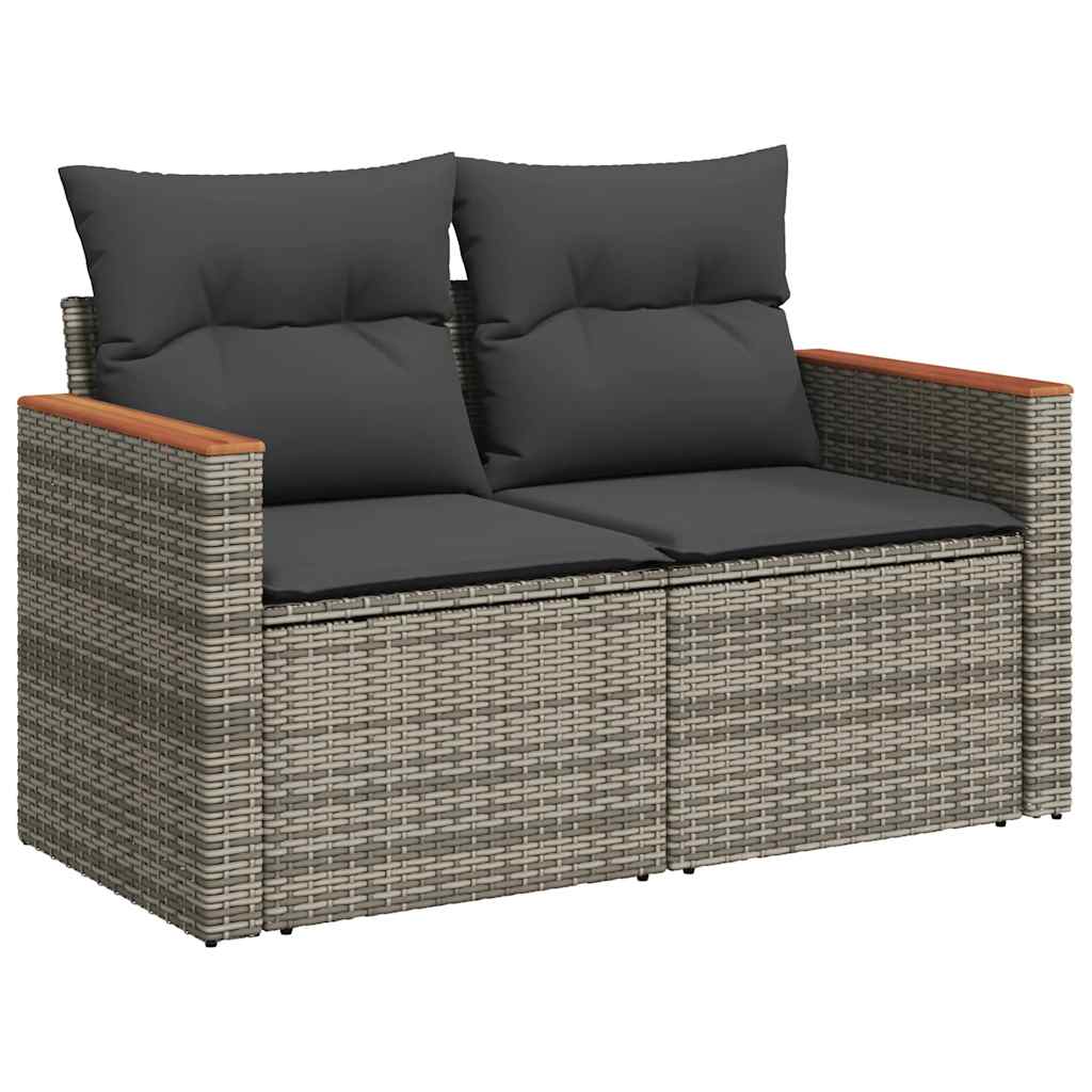 vidaXL 9-delige Loungeset met kussens poly rattan acacia grijs