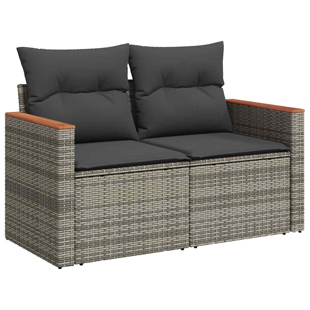 vidaXL 9-delige Loungeset met kussens poly rattan acacia grijs afbeelding