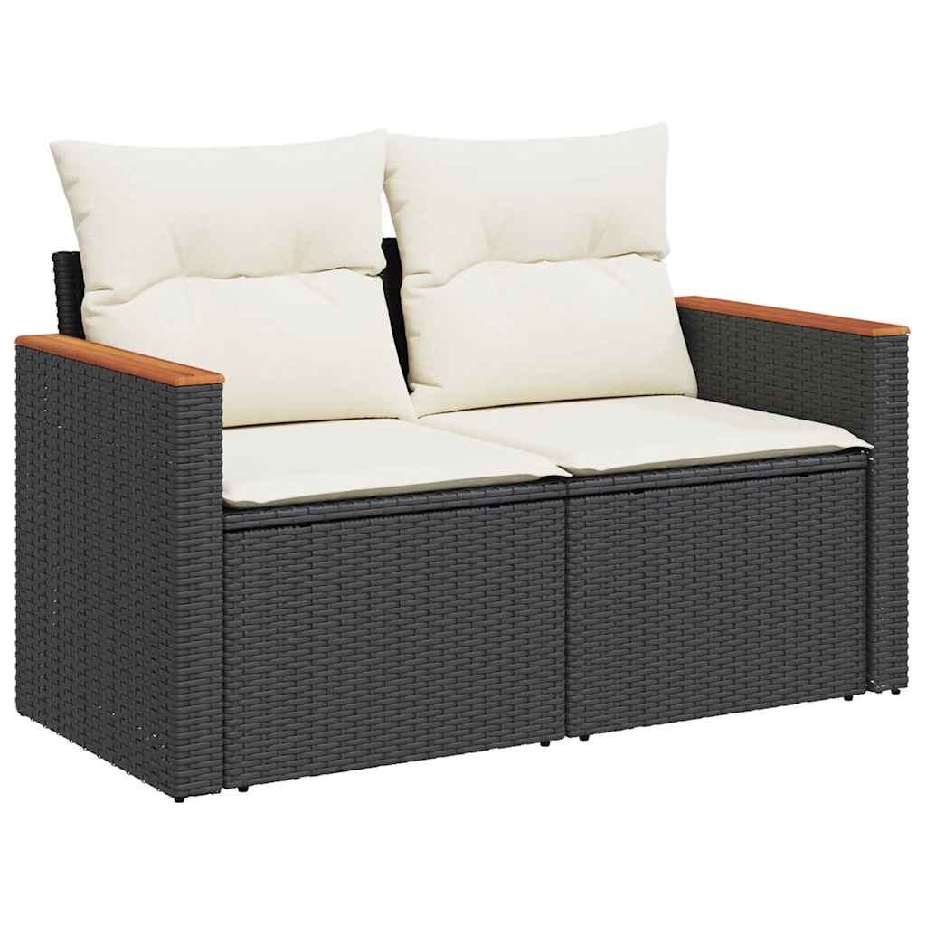 vidaXL 10-delige Loungeset met kussens poly rattan acacia zwart