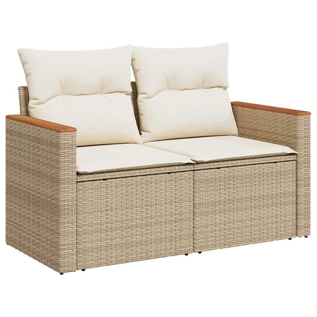 vidaXL 11-delige Tuinset met kussens poly rattan acacia beige