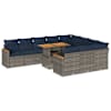 vidaXL 11-osaline aiadiivani komplekt patjadega, hall, pol&uuml;rotang