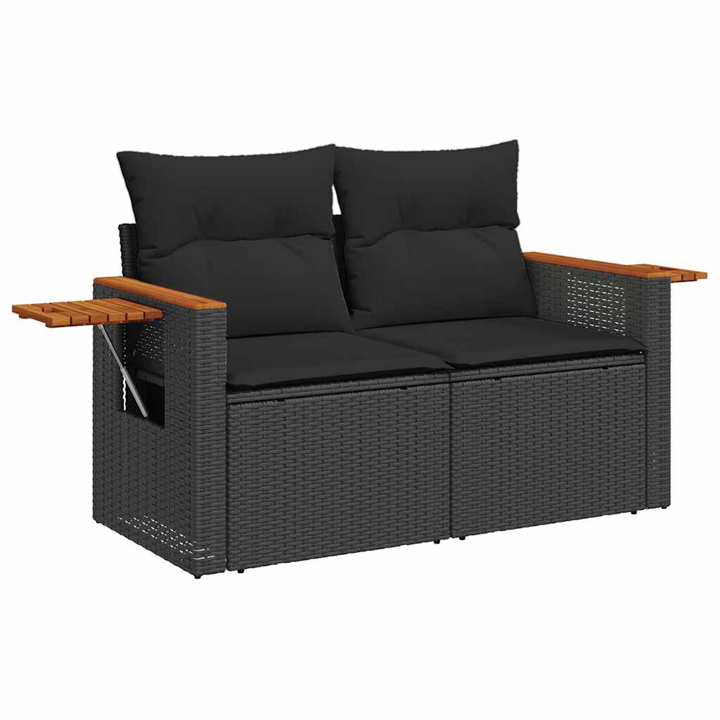 Thumbnail - vidaXL 6-tlg. Garten-Sofagarnitur mit Kissen Schwarz Poly Rattan
