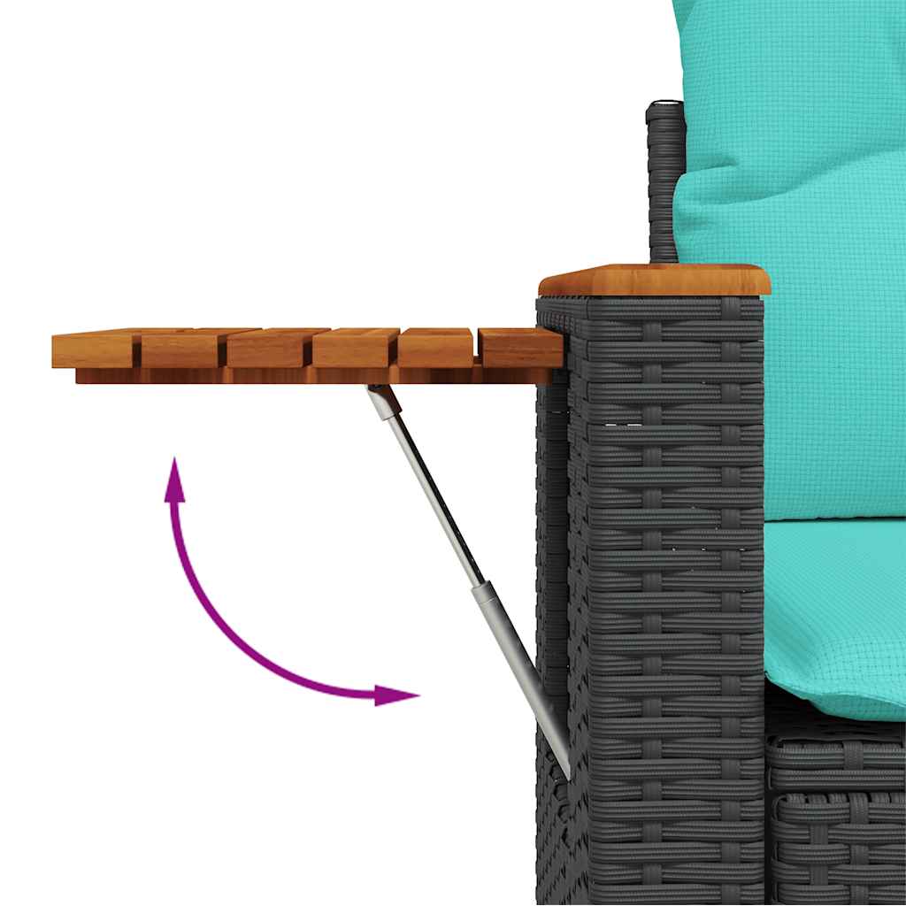 vidaXL 7-tlg. Garten-Sofagarnitur mit Kissen Schwarz Poly Rattan – Bild 9